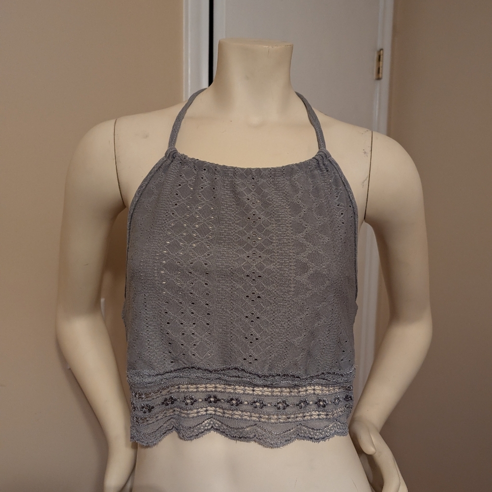 SHEIN Gray Embellished Crop Tank Top